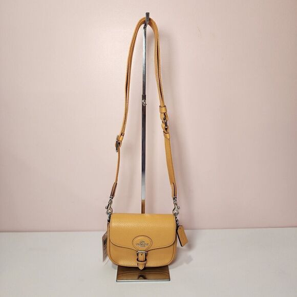 NWT Coach CP001 Amelia Small Saddle Bag Corn Flower HONEYCOMB Yellow - Picture 1 of 10